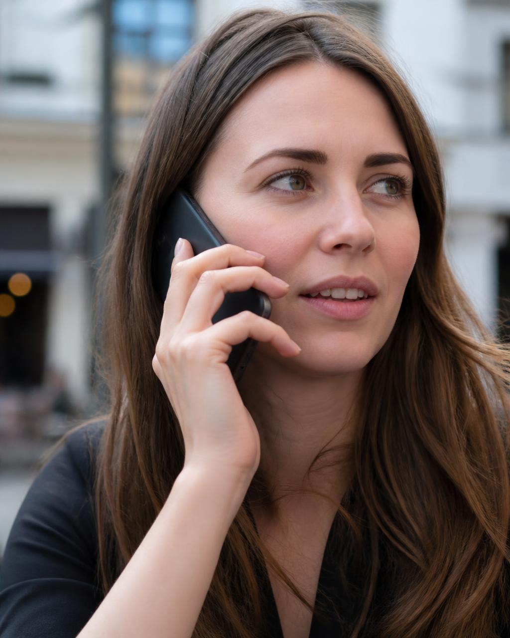 Participant on a phone call, phone held to ear